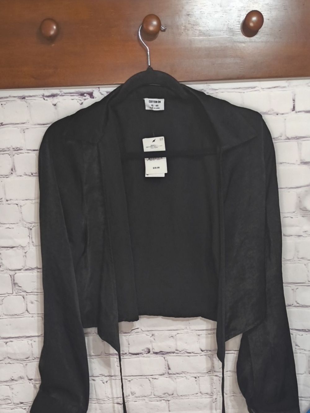 NWT Cotton On Black Draped Open Tie -Front Blazer Size XL AE